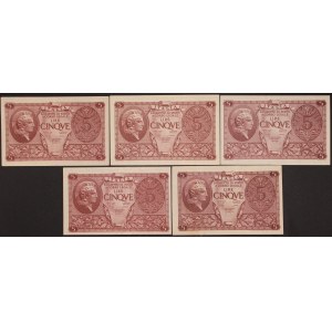 Italy. 1944 5 Lire Lot 5 Pieces