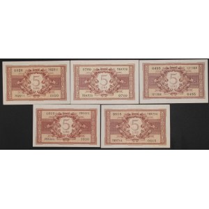 Italy. 1944 5 Lire Lot 5 Pieces