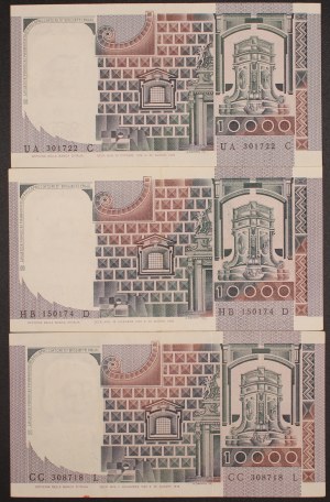 Italy. 1976-82 10000 Lire Prefix 3 Pieces