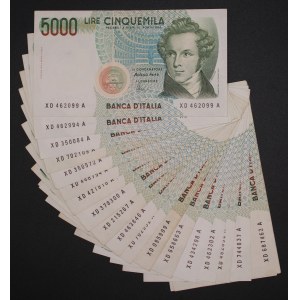 Italy. 1985 5000 Lire Prefix XD A Replacement Lot 23 Pieces