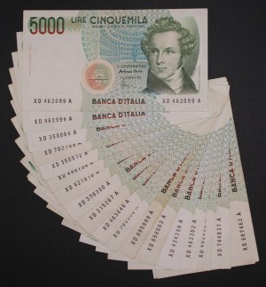 Italy. 1985 5000 Lire Prefix XD A Replacement Lot 23 Pieces