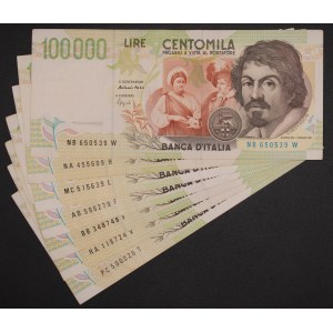 Italy. 1994 100000 Lire Lot 7 Pieces