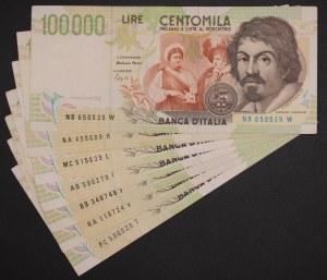 Italy. 1994 100000 Lire Lot 7 Pieces