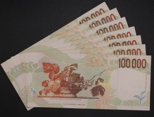 Italy. 1994 100000 Lire Lot 7 Pieces