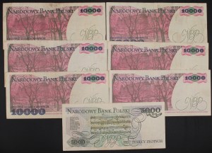 Poland. 1988 10000 & 5000 Zlotych Various Prefixes Lot 7 Pcs