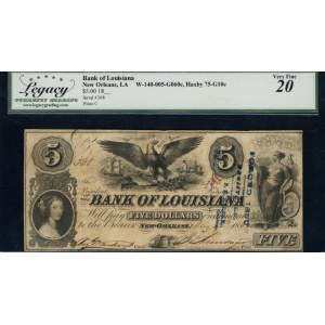 United States of America. 1862 5 Dollars Bank of Louisiana 22 May