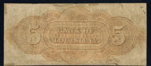 United States of America. 1862 5 Dollars Bank of Louisiana 22 May