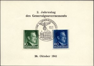 Poland. 1941 Warsaw Warschau 2 Stamps Third Riech 26.10 1941
