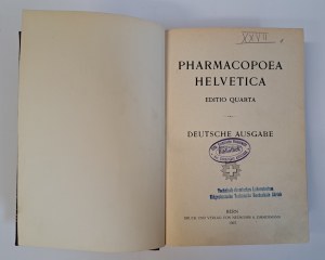 Pharmacopoea Helvetica 1907 [SWISS PHARMACOPEA].