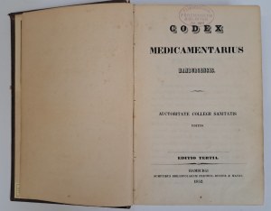 Codex Medicamentarius Hamburgensis 1852 [PHARMACOPEA HAMBURGA].