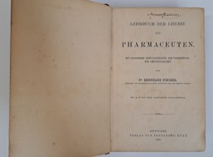 FISCHER Bernhard - Lehrbuch der chemie für pharmazeuten 1886 [CHEMISTRY, PHARMACY].
