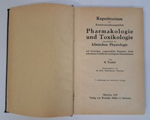 Pharmakologie und Toxikologie einschließlich der klinischen Physiologie 1923 [PHARMACOLOGY AND TOXICOLOGY].