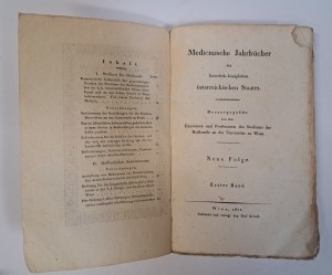 Medizinische Jahrbücher des kaiserl. königl. österreichischen Staates 1822 [MEDICINE].