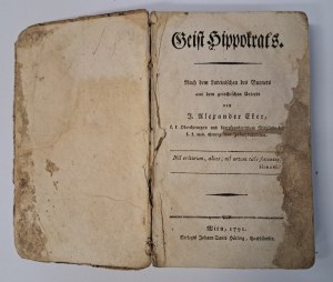 ECKER J.A.. - Geist Hippokrats 1791 [MEDICINE, HIPOCRATES].