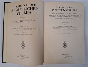 Handbuch der Analytischen chemie Band III Elemente der dritten Gruppe 1942 [ANALYTIC CHEMISTRY].