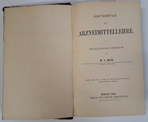 BINZ C. - Grundzüge der Arzneimittellehre 1882 [PHARMACOLOGY].