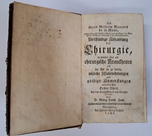 DE LA MOTTE Wilhelm Mauquest - Vollständige Abhandlung der Chirurgie 1792 [CHIRURGY].