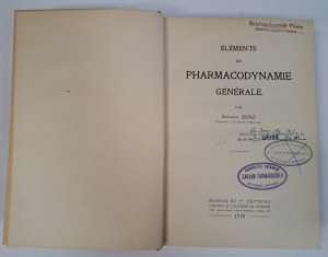 ZUNZ Edgard - Elements de pharmacodynamie Generale 1930 [PHARMACODYNAMICS].
