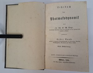 VOGT Philipp - Lehrbuch der Pharmakodynamik band I-II 3 vol. 1828-1831 [PHARMACODYNAMICS].