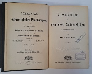 Commentar zur österreichischen Pharmacopoe I-III band 1880 [Commentary on the Austrian Pharmacopoeia].