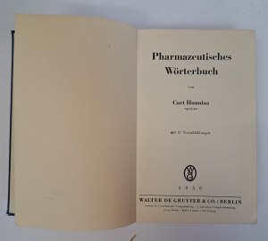 HUNNIUS Curt - Pharmazeutisches Wörterbuch 1950 [PHARMACY].