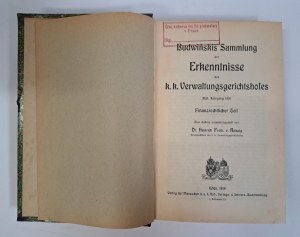 Budwinskis Sammlung der Erkenntnisse des k.k. Verwaltungsgerichtshofes 1918 [LAW].