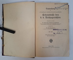 Sammlung der nach gepflogener mundlicher Verhandlung geschöpften Erkenntnisse des k.k. Reichsgerichtes 1912 [LAW].