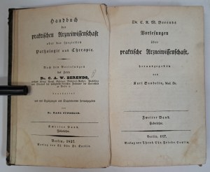 BERENDS C.A.W. - Vorlesungen über praktische Arzneiwissenschaft II band 1827 [PHARMACOLOGY].