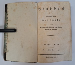 VON HOVEN Friedrich Wilhelm - Handbuch der practischen heilkunde tom I-II 1806 [PRACTICAL MEDICINE].