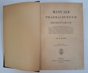 HAGER H. - Manuale pharmaceuticum seu promptuarium 1892 [PHARMACY].