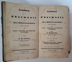 SCHARLAU - Lehrbuch der pharmazie und ihrer Hülfswissenschaften zum Gebrauch für Aerzte, Apotheker I-II Band 1837 [PHARMACY].