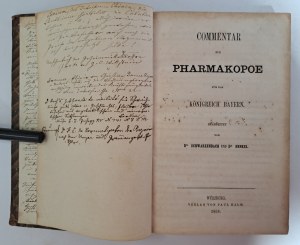 SCHWARZENBACH, HENKEL - Commentar zur pharmakopöe für das Königreich Bayern 1858 [COMMENTARY ON THE PHARMAKOPEI OF THE KING. OF BAWARNIA].