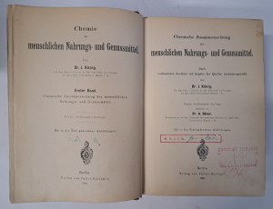KÖNIG J. - Chemie der menschlichen nahrungs- und genussmittel 2 Banden 1903-1920 [FOOD CHEMISTRY].