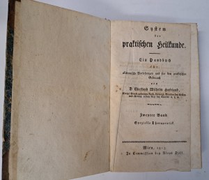 HUFELAND - System der praktischen Heilkunde II band 1815 [PRACTICAL MEDICINE].