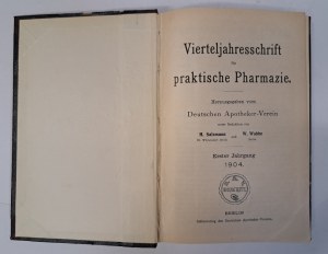 Vierteljahresschrift für praktische Pharmacie 15 Banden 1904-1921 [QUARTERLY PRACTICAL PHARMACY].