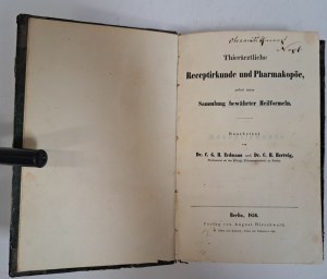 HERTWIG - Tierärztliche rezeptierkunde und pharmakopöe 1856 [VETERINARY].