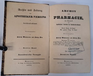 Archiv der pharmacie 1847-1889, 31 Banden [PHARMACY].