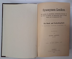 ARENDS - Synonymen-Lexikon Eine Sammlung der gebräuchlichsten gleichbedeutenden (...) der pharmaceutischen Praxis 1891 PHARMACY