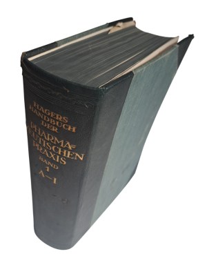 Hagers Handbuch der pharmazeutischen praxis Erster Band A-I 1938 [PHARMACY].