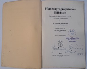 GINZBERGER August - Pflanzengeographisches Hilfsbuch 1939 [BOTANIKA].