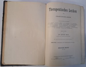 BUM Anton - Therapeutisches Lexikon für Praktische Ärzte erster band (A-K) 1900 [PRACTICAL MEDICINE].