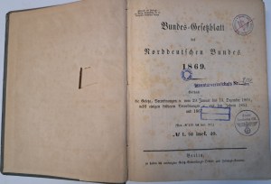 Bundes-Gesetzblatt des Norddeutschen Bundes 1869 [FEDERAL DAUGHTER OF LEGISLATURES OF THE NORTHERN DEUTCH UNION].