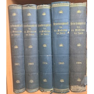 Verordnungsblatt k. k. Ministeriums des Innern Gelplatte für die Angelegenheiten der stantlichen Veterinärverwaltung 5 banden 1901-1906