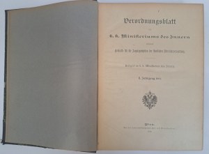 Verordnungsblatt k. k. Ministeriums des Innern Gelplatte für die Angelegenheiten der stantlichen Veterinärverwaltung 5 banden 1901-1906