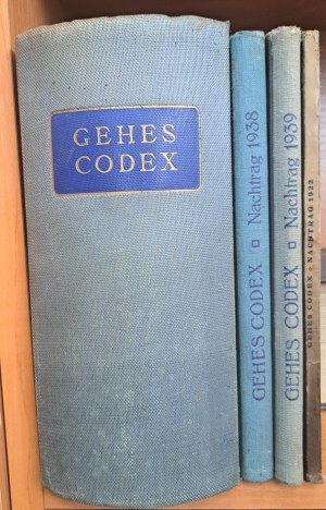 GEHES CODEX, Nachtrag zu 7 auflage von Gehes Codex 1937 [PHARMACEUTICAL CODE].