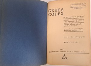 GEHES CODEX, Nachtrag zu 7 auflage von Gehes Codex 1937 [PHARMACEUTICAL CODE].