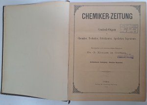 Chemiker-Zeitung 8 Banden 1883-1903 [CHEMIA].