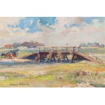 Juliusz Słabiak (1917 Sosnowiec - 1973 Kraków), Rural landscape with a bridge