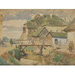 Tadeusz Cieślewski (father) (1870 Warsaw - 1956 Warsaw), Buildings on the Grodarz stream in Kazimierz Dolny