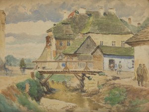 Tadeusz Cieślewski (father) (1870 Warsaw - 1956 Warsaw), Buildings on the Grodarz stream in Kazimierz Dolny